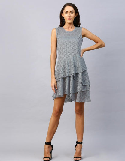 Grey Coloured Net Russell Net Dress