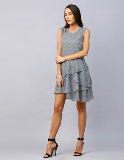 Grey Coloured Net Russell Net Dress