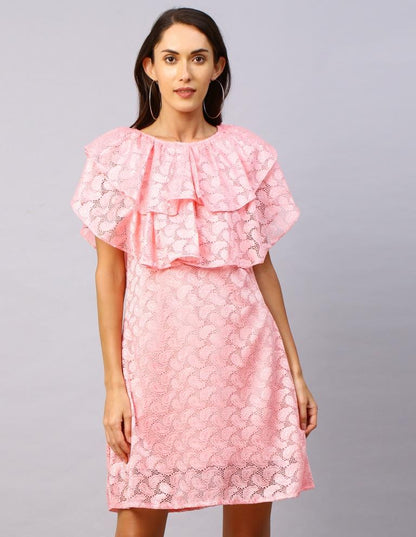 Pink Coloured Net Russell Net Dress