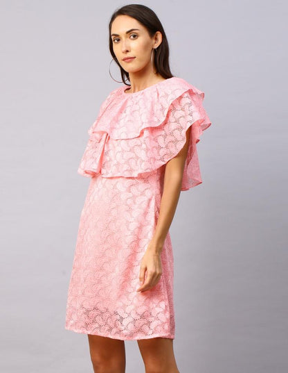 Pink Coloured Net Russell Net Dress