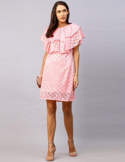 Pink Coloured Net Russell Net Dress