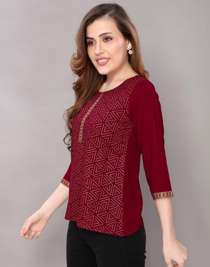 Maroon Printed Top 