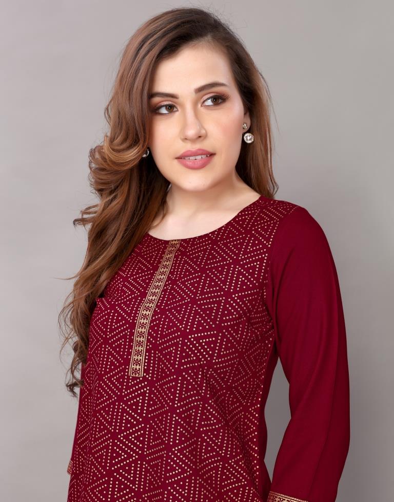 Maroon Printed Top 