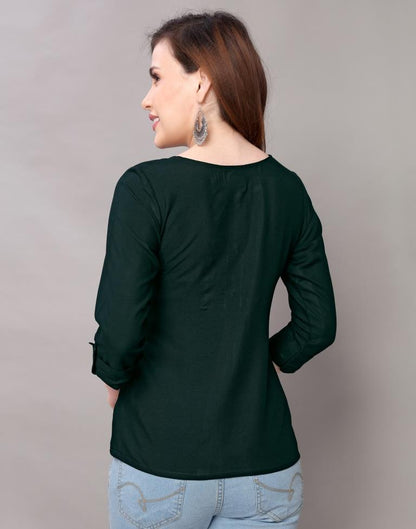 Bottle Green Embroidered Top 