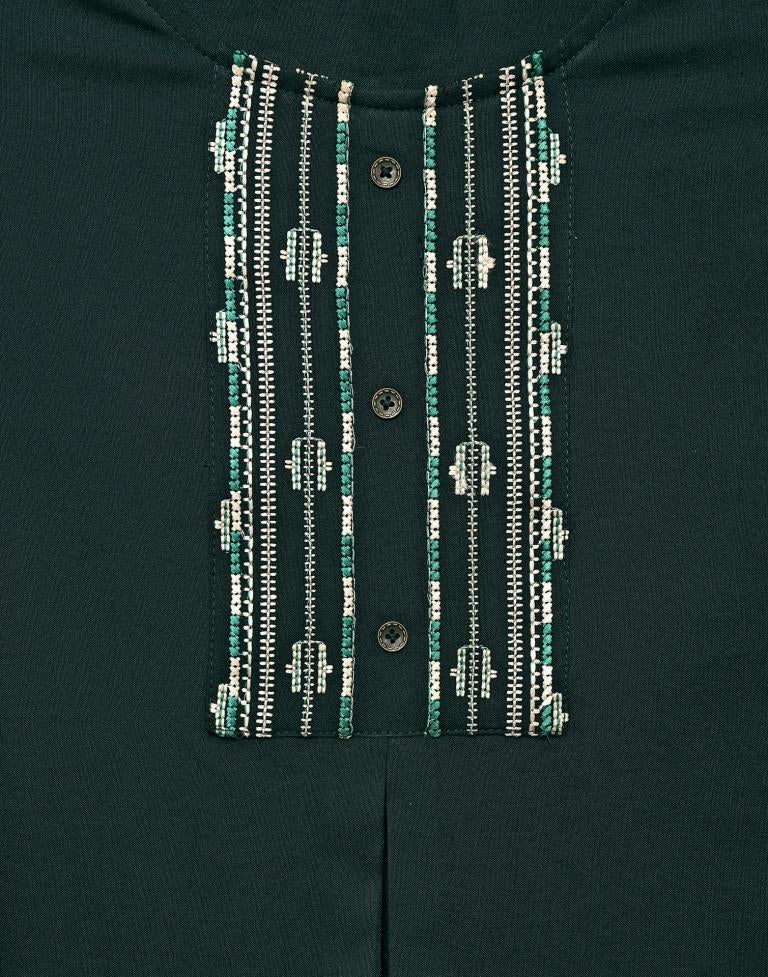 Bottle Green Embroidered Top 