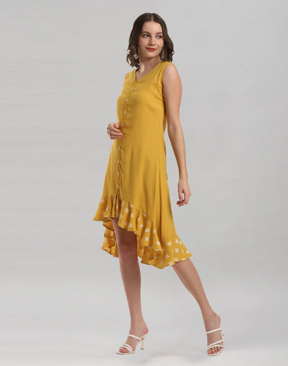 Mustard Yellow Ruffled Dress