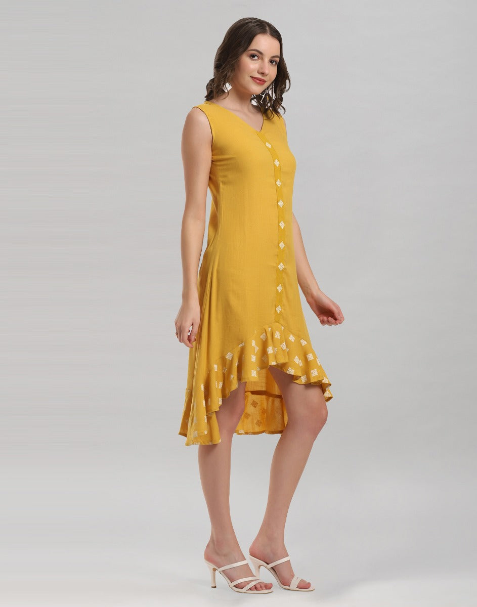 Mustard Yellow Ruffled Dress