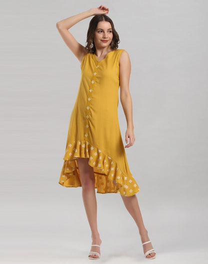 Mustard Yellow Ruffled Dress