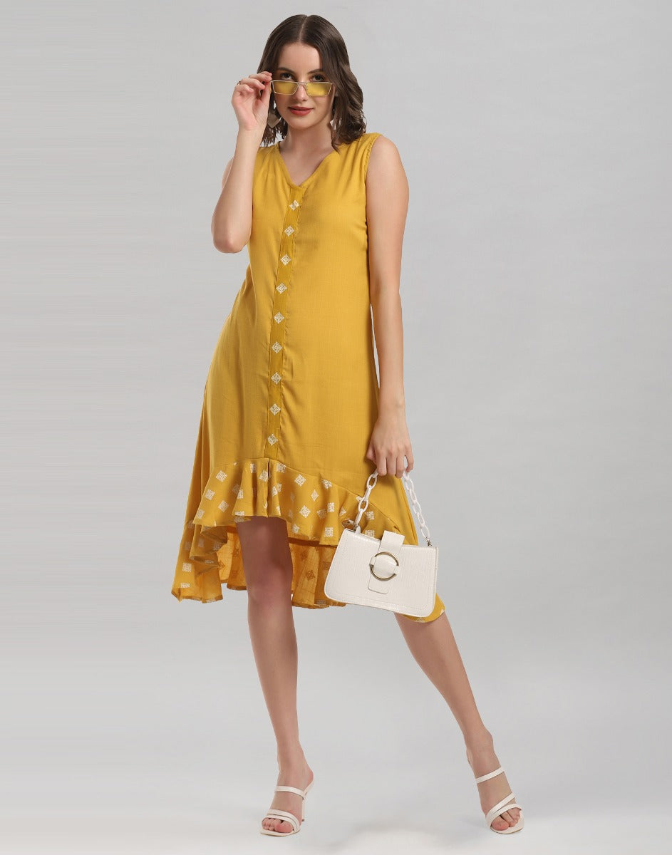 Mustard Yellow Ruffled Dress