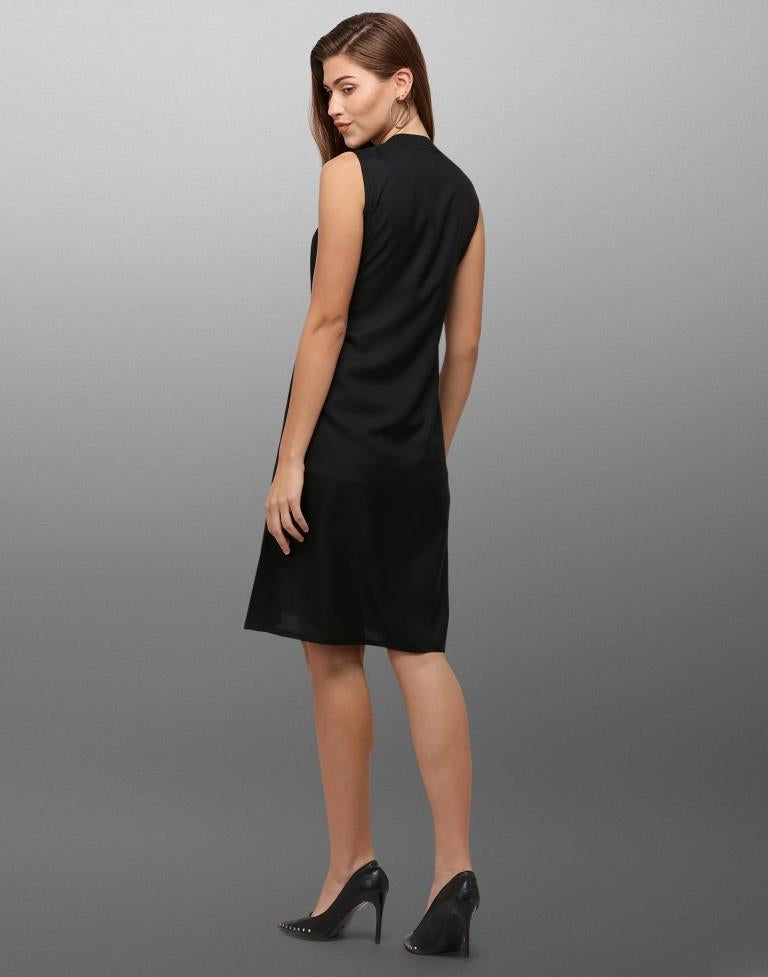 Black Coloured Dyed Crepe Dress 