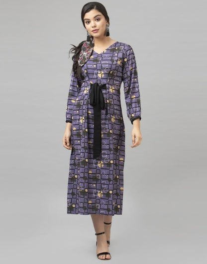 Versatile Purple Coloured Digital Printed Crepe Dress