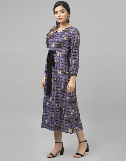 Versatile Purple Coloured Digital Printed Crepe Dress