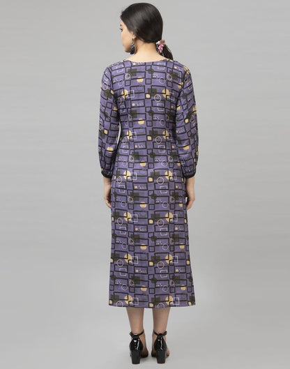 Versatile Purple Coloured Digital Printed Crepe Dress