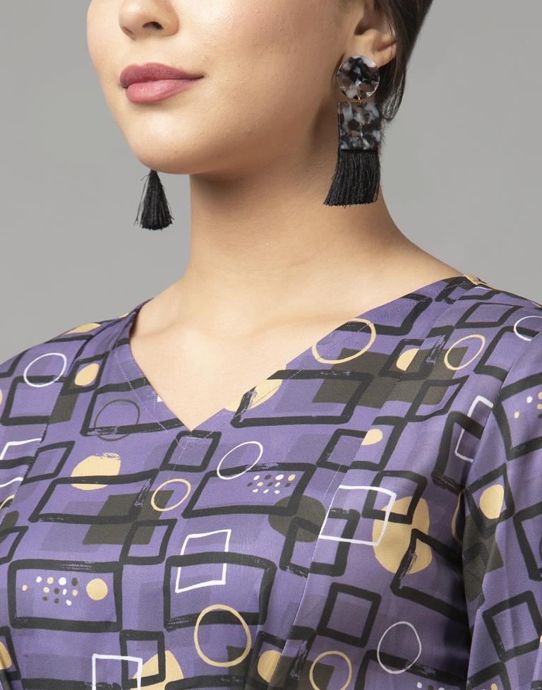 Versatile Purple Coloured Digital Printed Crepe Dress