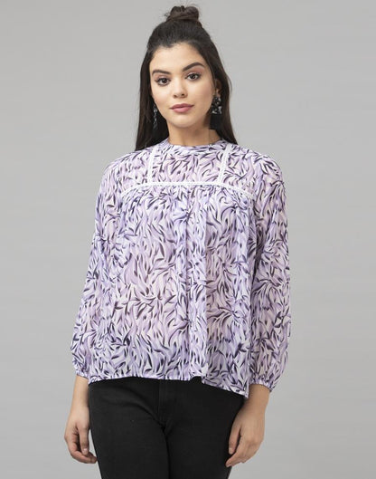 Dazzling Purple Coloured Digital Printed Georgette Tops 