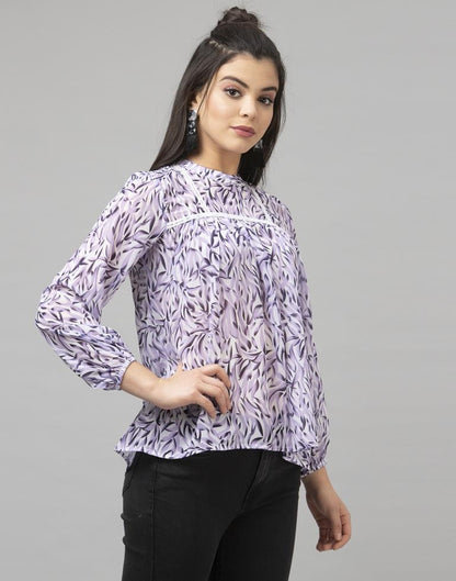 Dazzling Purple Coloured Digital Printed Georgette Tops 