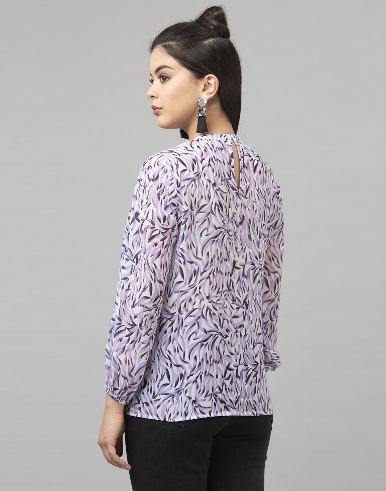 Dazzling Purple Coloured Digital Printed Georgette Tops 