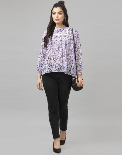 Dazzling Purple Coloured Digital Printed Georgette Tops 