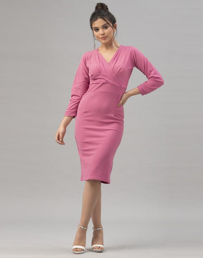 Imperial Pink Coloured Knitted Lycra Dress