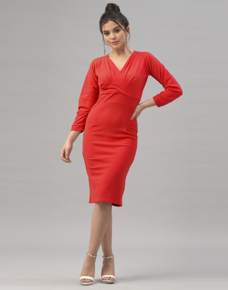 Valiant  Red Coloured Knitted Lycra Dress