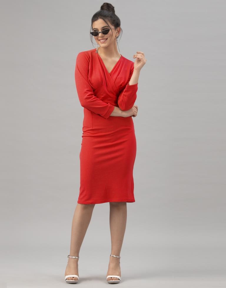 Valiant  Red Coloured Knitted Lycra Dress