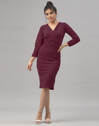 Glistening  Dark Brown Coloured Knitted Lycra Dress