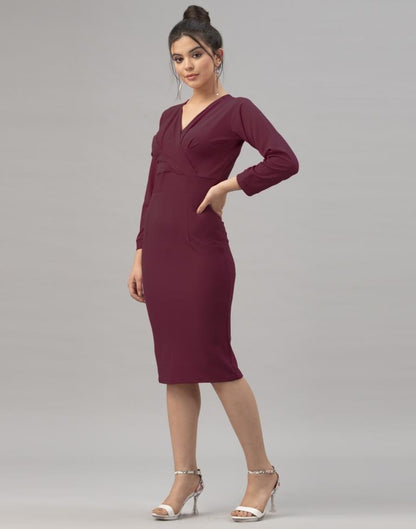 Glistening  Dark Brown Coloured Knitted Lycra Dress