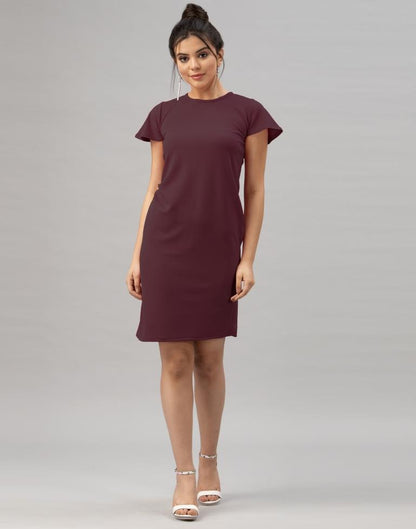 Idyiic Dark Brown Coloured Knitted Lycra Dress