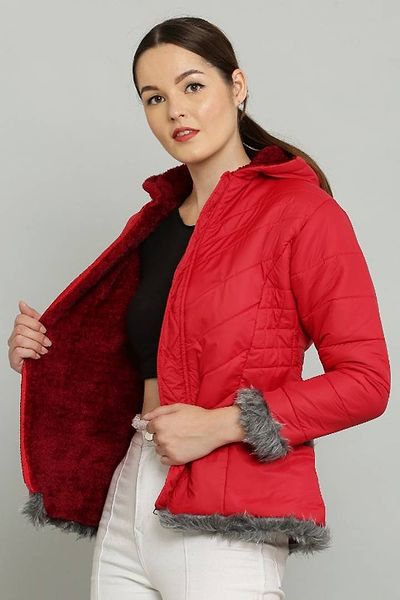 Classic Polyester Solid Hoodie Jackets for Women 