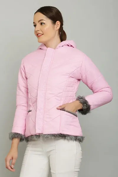 Classic Polyester Solid Hoodie Jackets for Women 