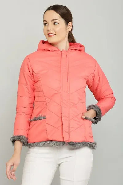 Classic Polyester Solid Hoodie Jackets for Women 