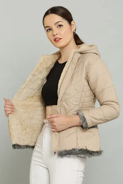 Classic Polyester Solid Hoodie Jackets for Women 