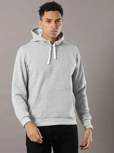 Men Grey Pure Cotton Hoodie Sweatshirts 