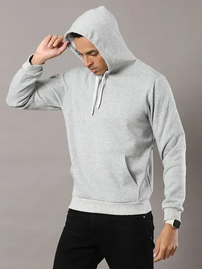 Men Grey Pure Cotton Hoodie Sweatshirts 