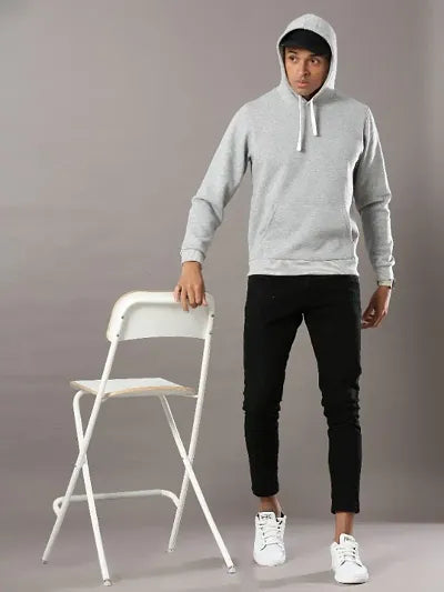 Men Grey Pure Cotton Hoodie Sweatshirts 