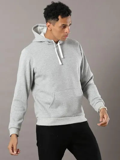 Men Grey Pure Cotton Hoodie Sweatshirts 