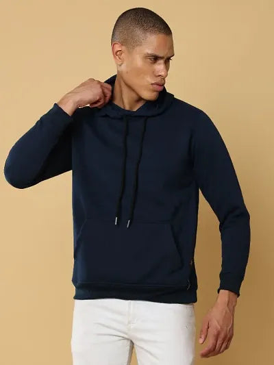 Classic Cotton Solid Hoodie Sweatshirts for Men 