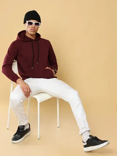 Classic Cotton Solid Hoodie Sweatshirts for Men 