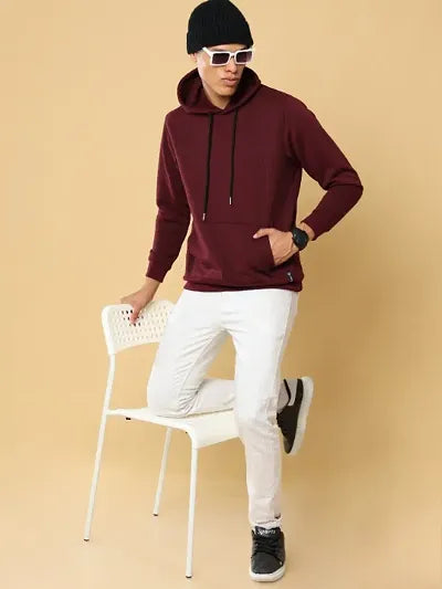 Classic Cotton Solid Hoodie Sweatshirts for Men 