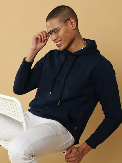 Classic Cotton Solid Hoodie Sweatshirts for Men 