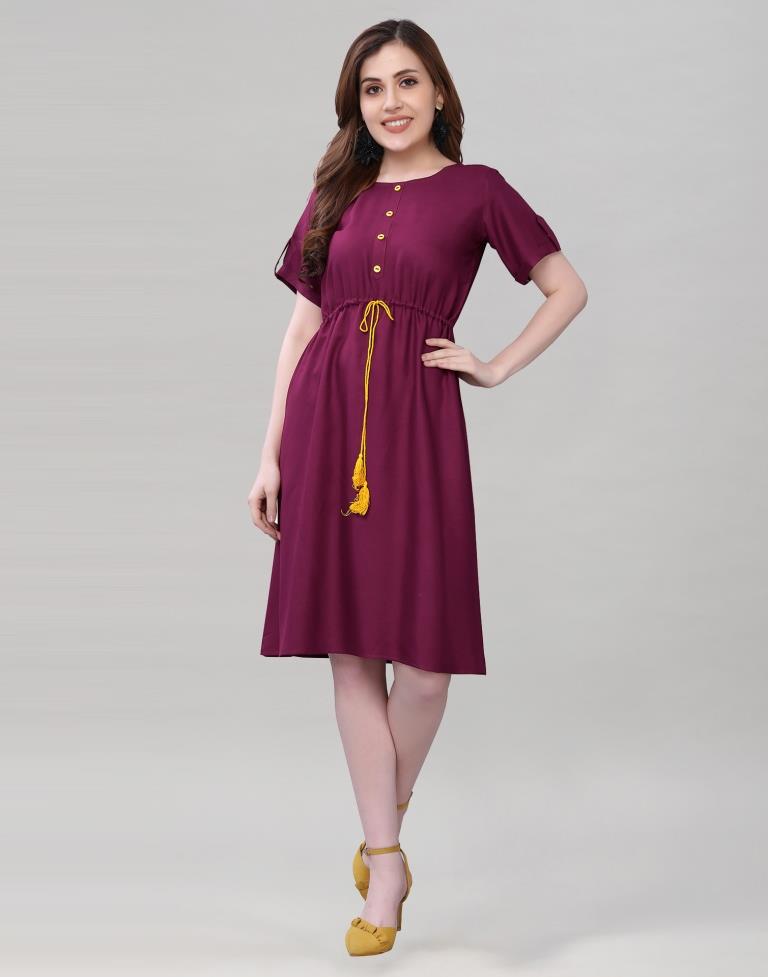 Wine A-line Dress