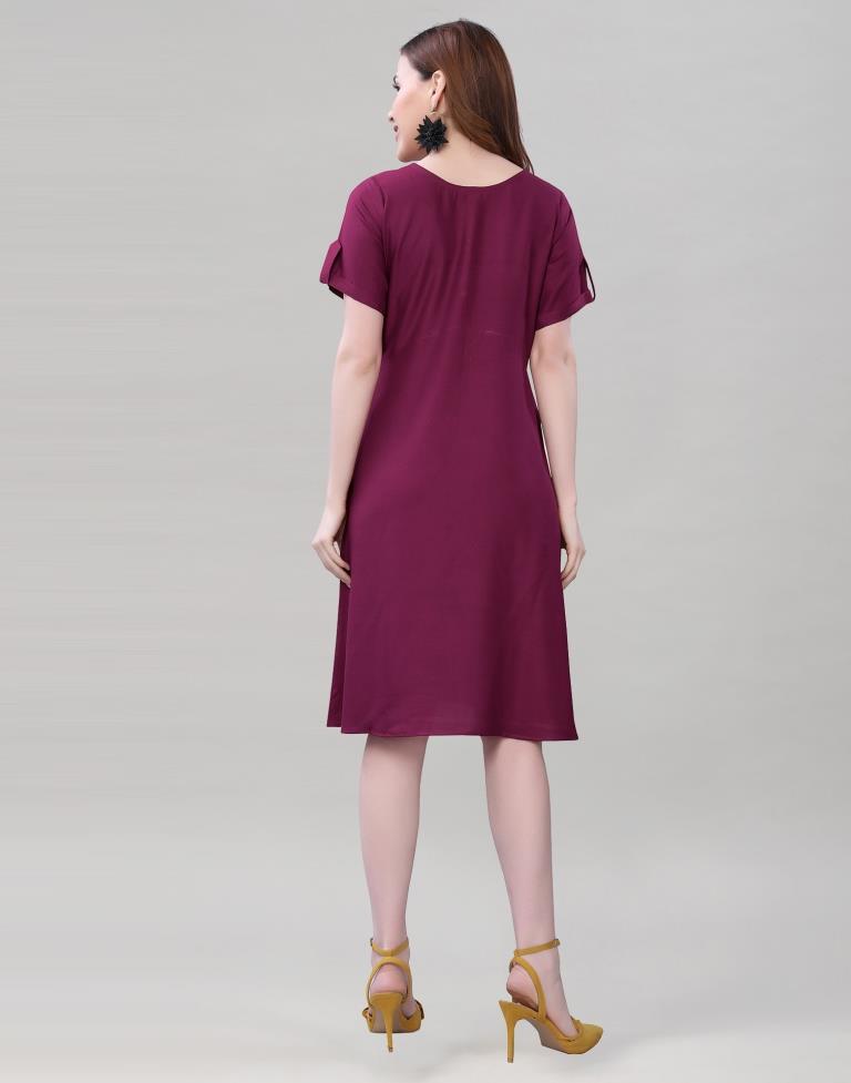 Wine A-line Dress