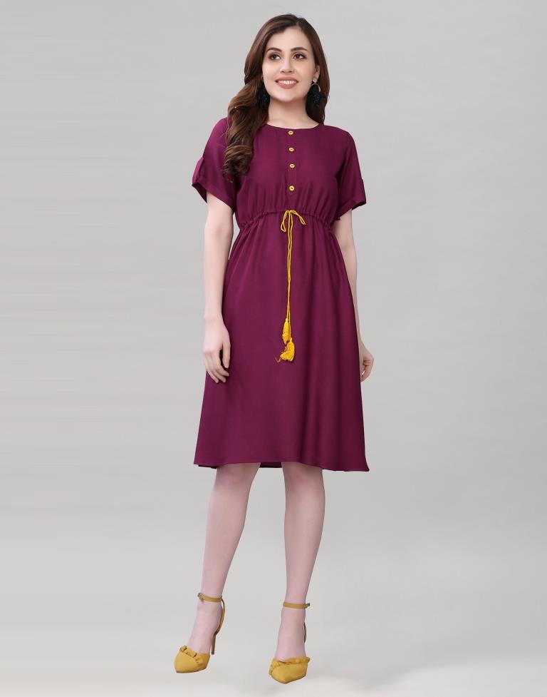 Wine A-line Dress