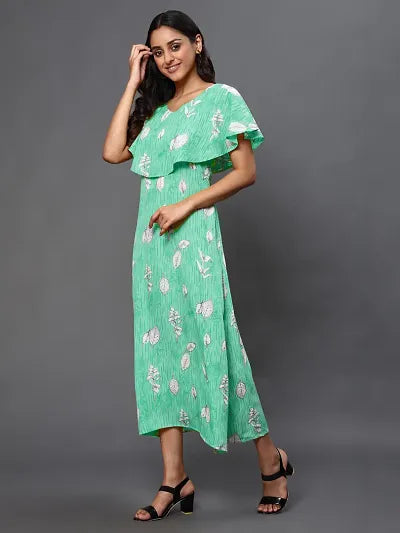 Stylish Green Creation Designer Midi Dress