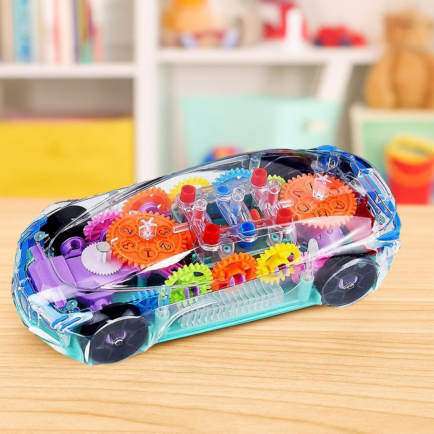 Rotating Transparent Gear Concept Car with Musical and 3D Flashing Lights Toy