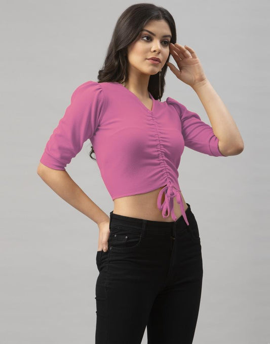 Dashing Pink Coloured Knitted Lycra Tops 