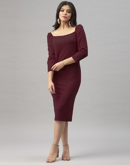 Maroon Knitted Dress