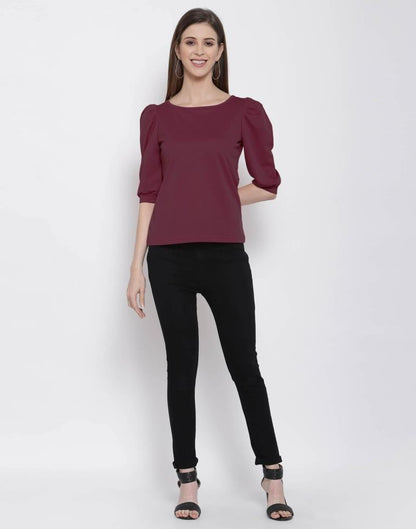 Maroon Coloured Knitted Lycra Top 