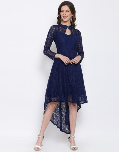 Blue Coloured Plain Russell Net Dress