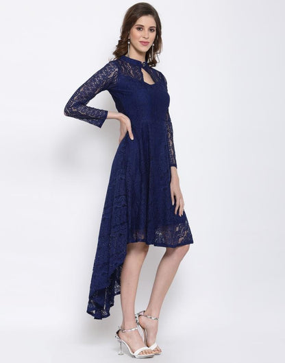 Blue Coloured Plain Russell Net Dress